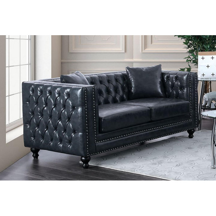 17 Stories Darren 70" Wide Faux Leather Tuxedo Arm Sofa Wayfair.ca